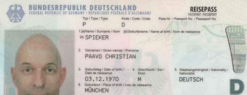Paavo Christian Spieker, Reisepass Visual
