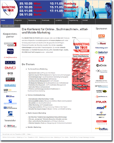 Marketing on Tour, Webdesign-Referenz von Paavo Christian Spieker · SpiekerMedia