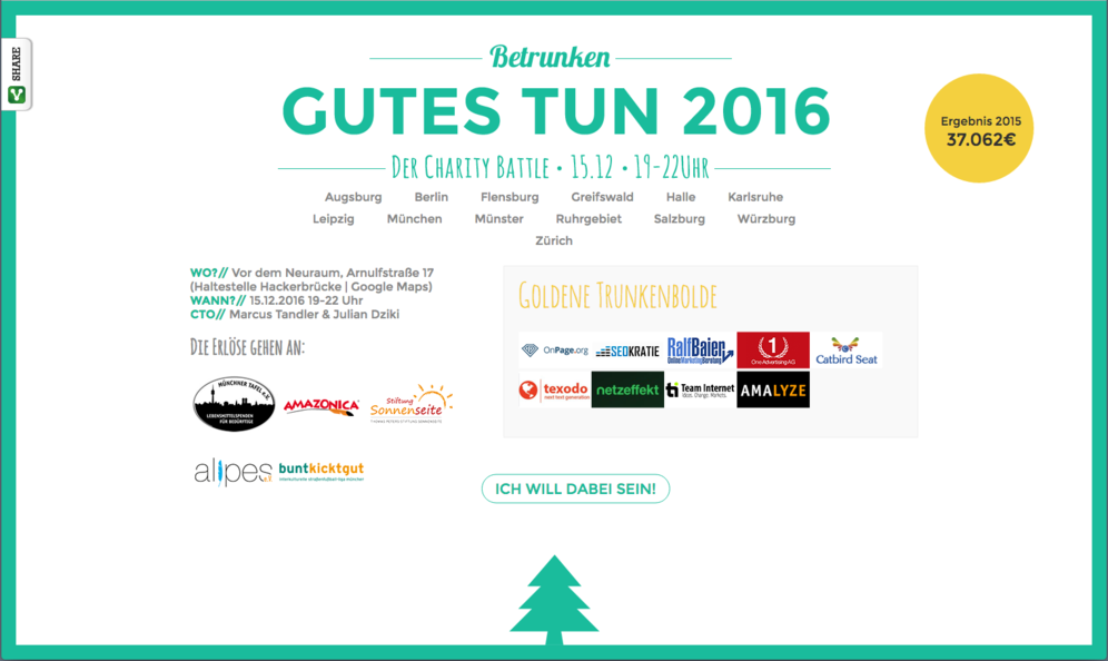 Wer kommt? SEO Pflichttermin! Betrunken Gutes Tun 2016