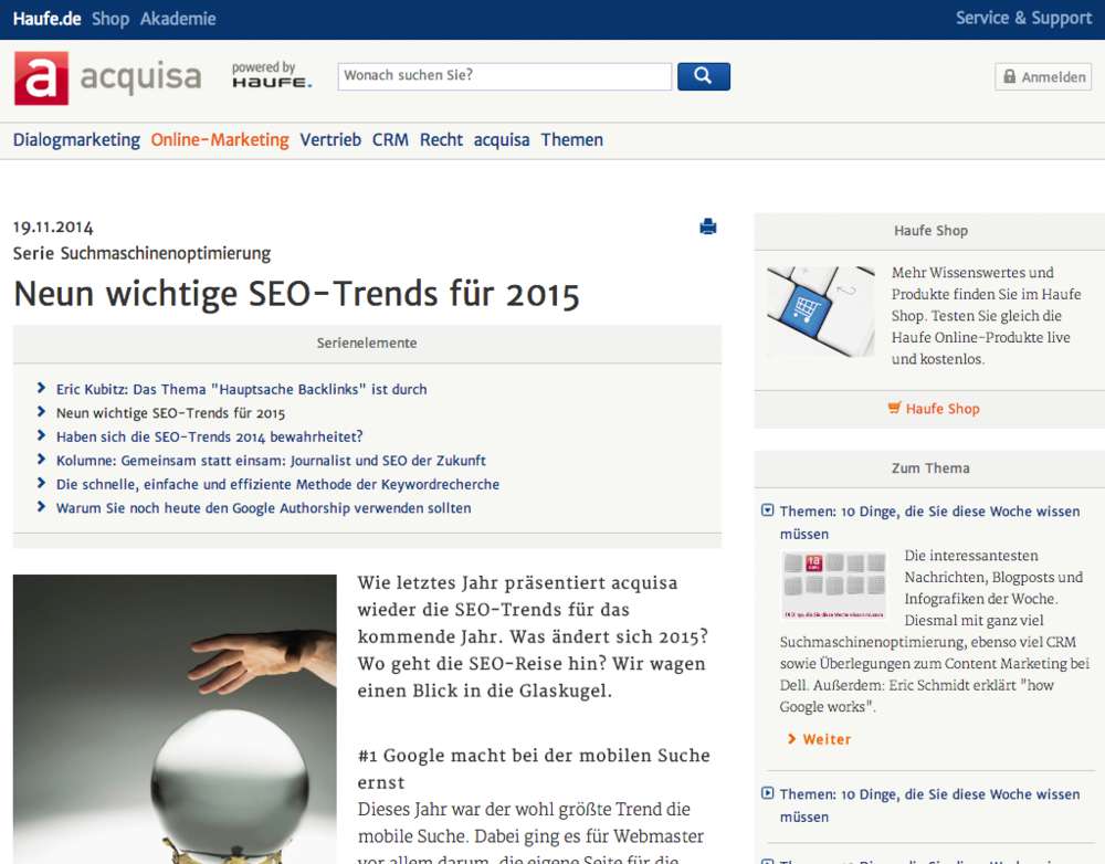SEO: Die neun wichtigsten SEO-Trends für 2015