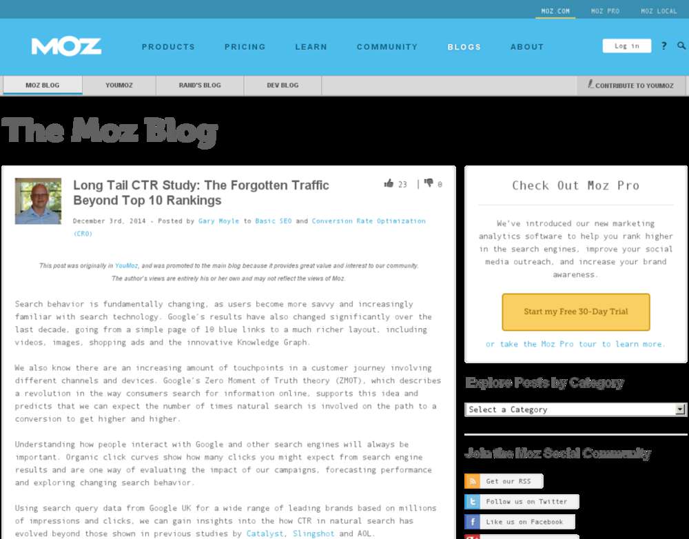SEO: Long Tail CTR Study - Traffic hinter Top 10