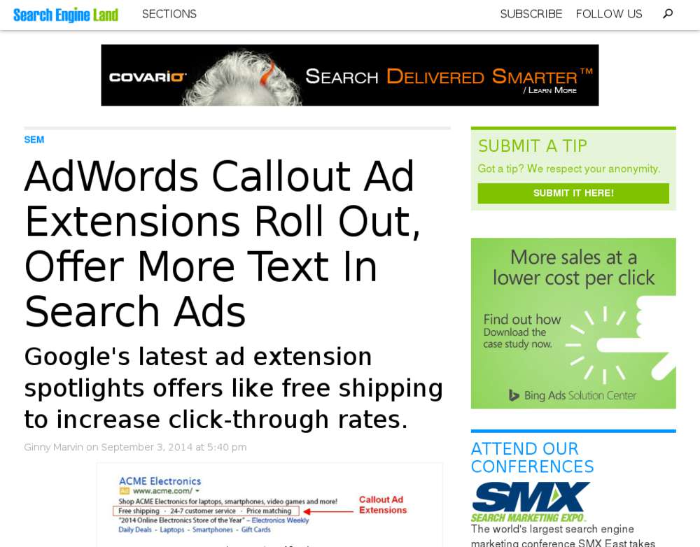 SEA: AdWords Callout Anzeigenerweiterung
