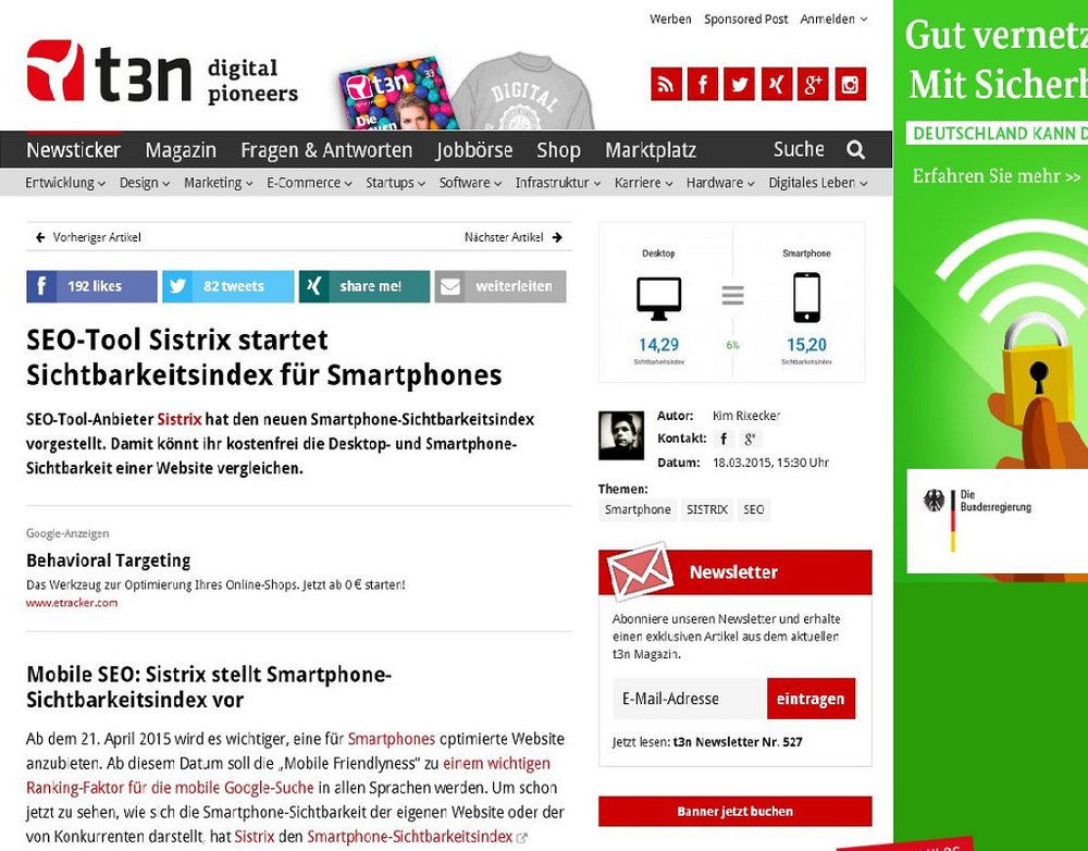 SEO: Smartphone-Sichtbarkeitsindex von Sistrix
