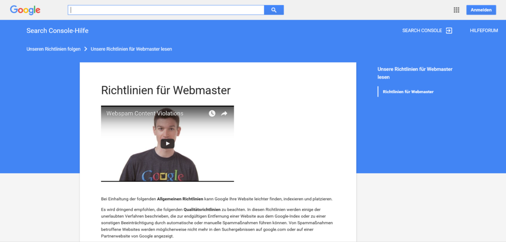 Neue Google Webmaster-Richtlinien 2016