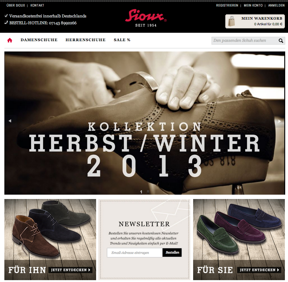 OXID E-Shop für Sioux Markenschuhe