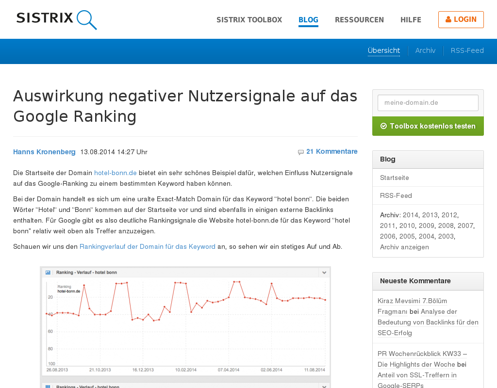SEO: Schlechte Nutzersignale , schlechtes Ranking