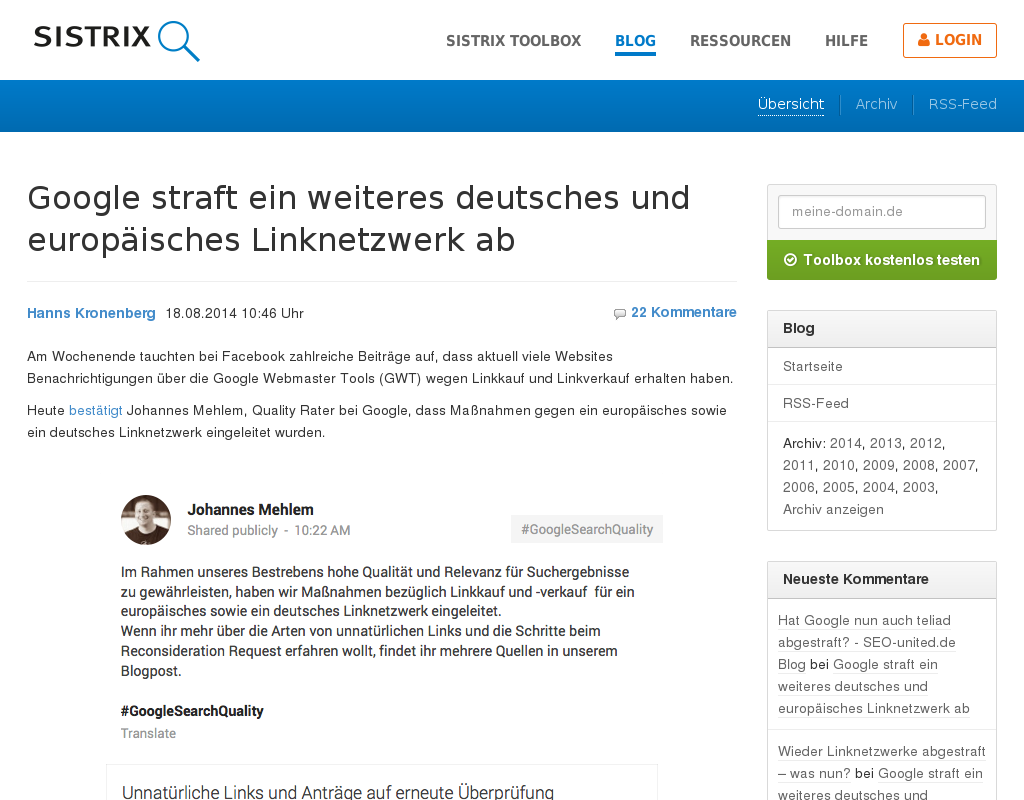 SEO: Google bestraft zwei weitere deutsche Linknetzwerke