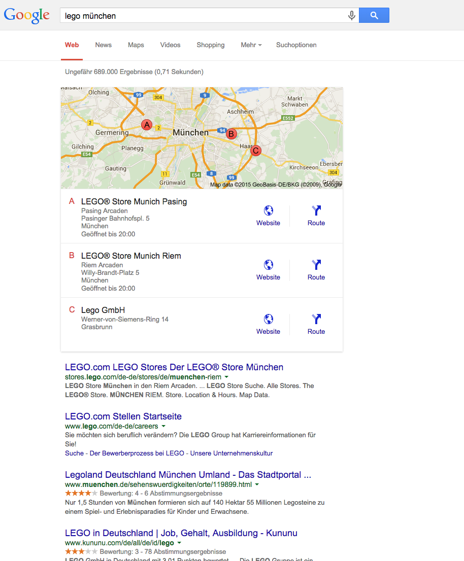 Neues Google Local Pack mit 3 Einträgen